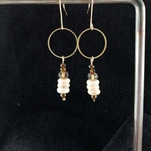 White turquoise and Czech glass bead earrings